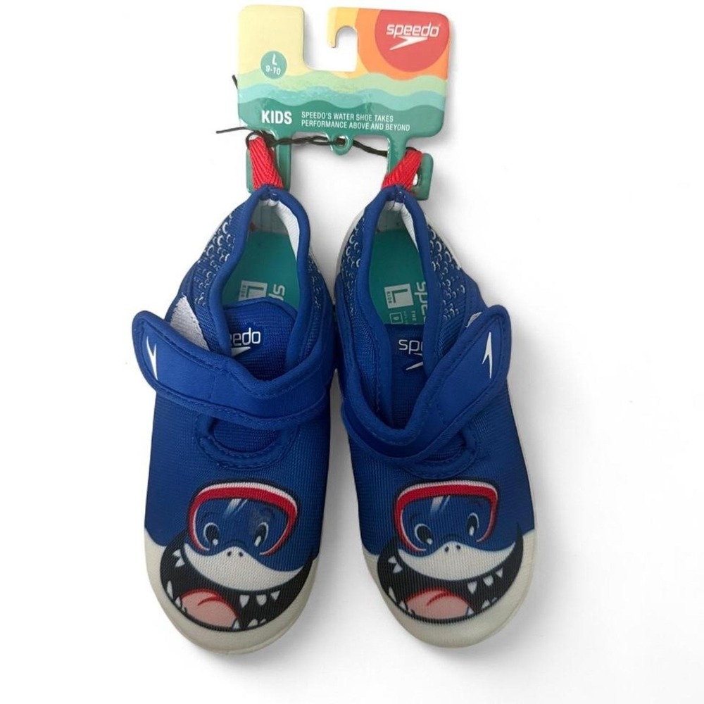 NEW Speedo blue water shoes, Size L Toddler 9/10